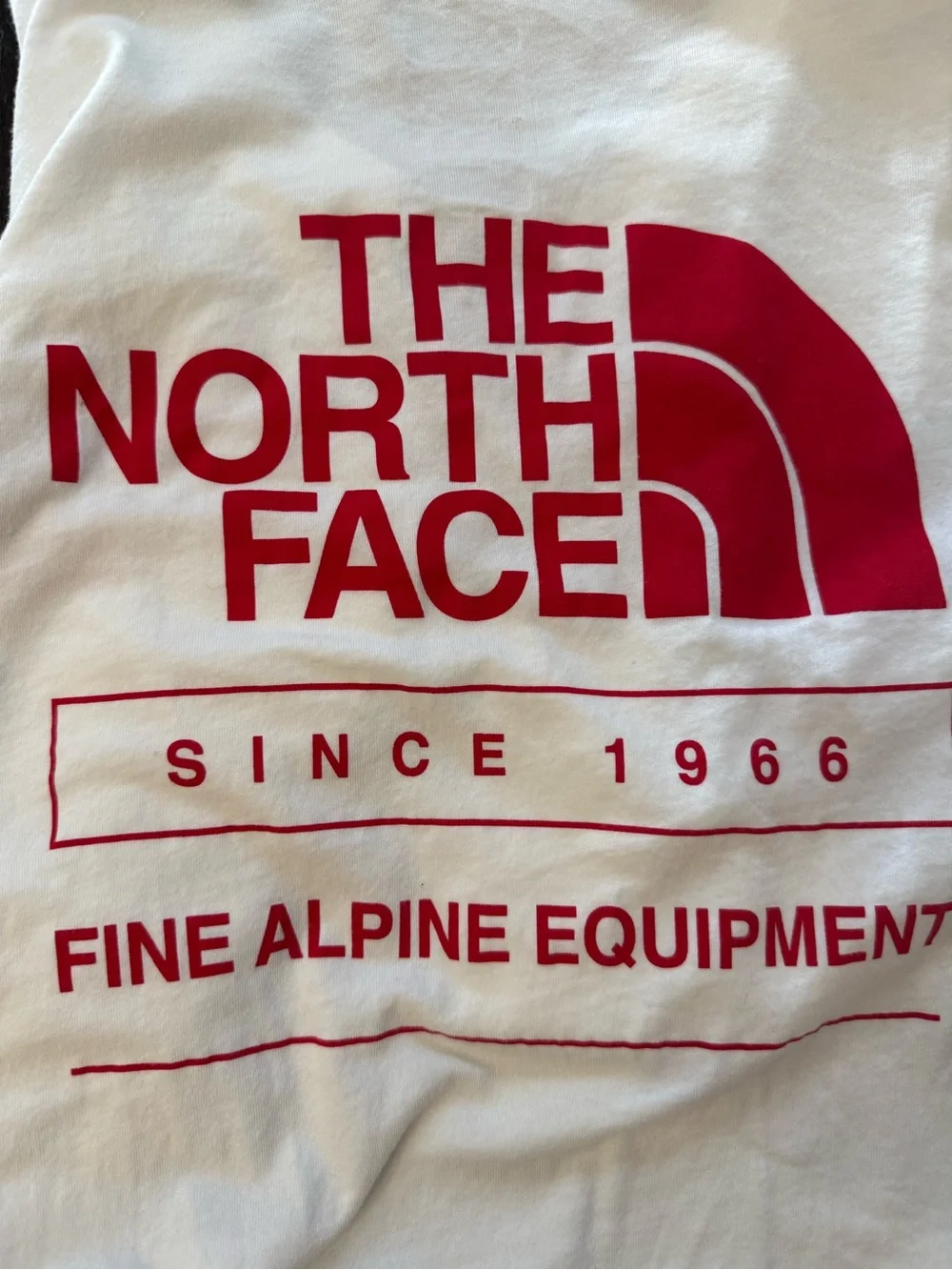 The North Face White Long Sleeve Tee with Red Logo Size XL